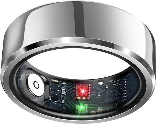 Advanced Sleep Tracker Ring with Heart Rate Monitoring, Waterproof Fitness Tracking, Activity Metrics (Steps, Distance, Calories), Air Gesture Control, Up to 7-Day Battery Life, Compatible with iOS and Android (Silver, Size #12)